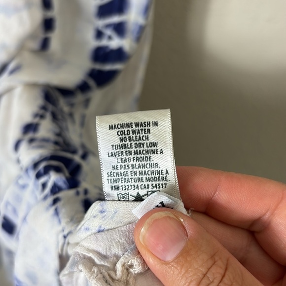 Cloth & Stone Tie Dye Mini Dress Tie Back Blue white size XS - Picture 9 of 12